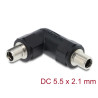 Delock Hohlstecker Adapter DC 5,5 x 2,1 mm Buchse auf Buchse mit Gewinde gewinkelt 90°