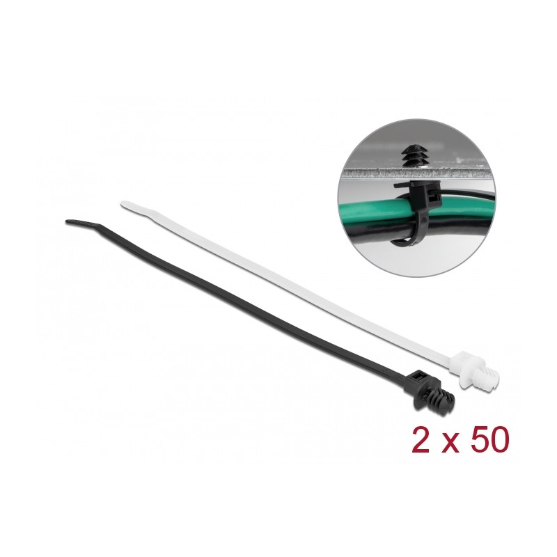 Delock Kabelbinder mit Lamellenfuß L 200 x B 4,8 mm 100 Stück