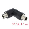 Delock Hohlstecker Adapter DC 5,5 x 2,5 mm Buchse auf Buchse mit Gewinde gewinkelt 90°