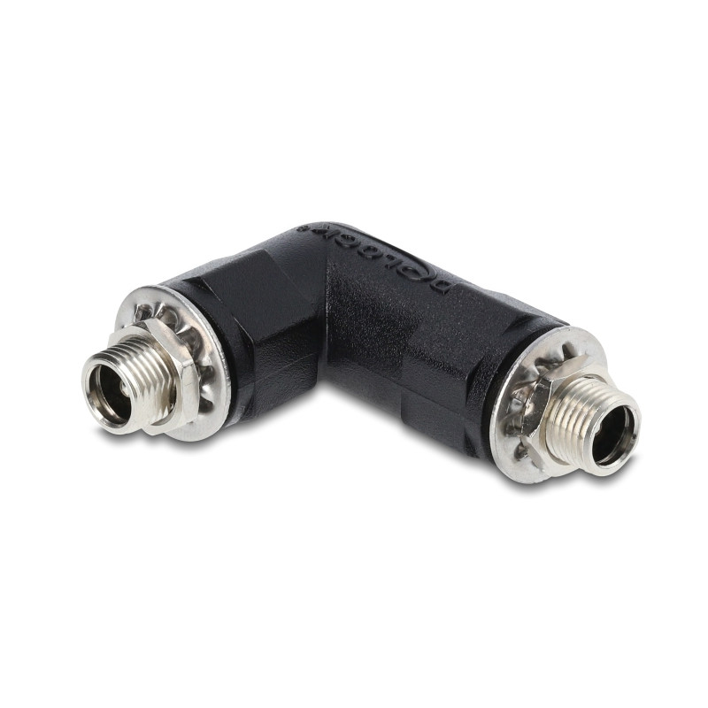 Delock Hohlstecker Adapter DC 5,5 x 2,5 mm Buchse auf Buchse mit Gewinde gewinkelt 90°