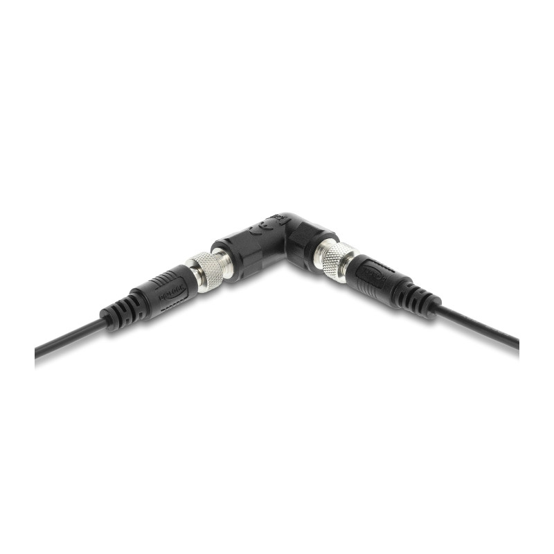 Delock Hohlstecker Adapter DC 5,5 x 2,5 mm Buchse auf Buchse mit Gewinde gewinkelt 90°