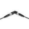 Delock Hohlstecker Adapter DC 5,5 x 2,5 mm Buchse auf Buchse mit Gewinde gewinkelt 90°