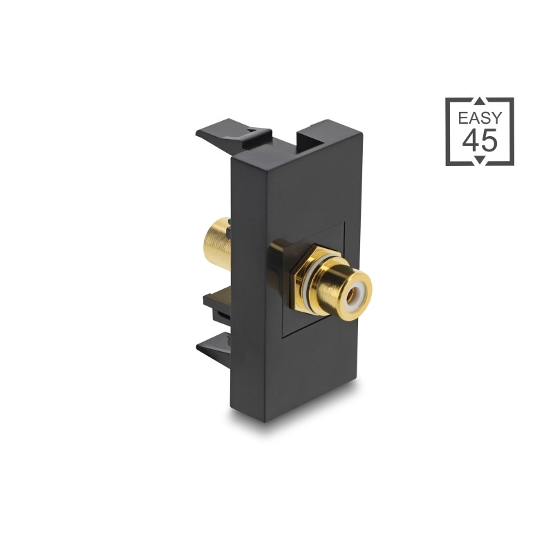 Delock Easy 45 Modul Cinch Buchse zu Cinch Buchse vergoldet weiß / schwarz