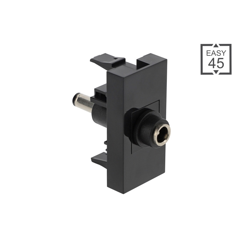 Delock Easy 45 Modul DC 5,5 x 2,1 mm Buchse zu DC 5,5 x 2,1 mm Stecker schwarz