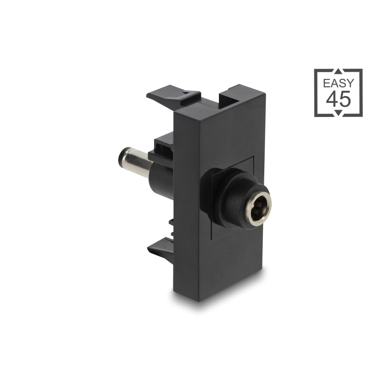 Delock Easy 45 Modul DC 5,5 x 2,1 mm Buchse zu DC 5,5 x 2,5 mm Stecker schwarz