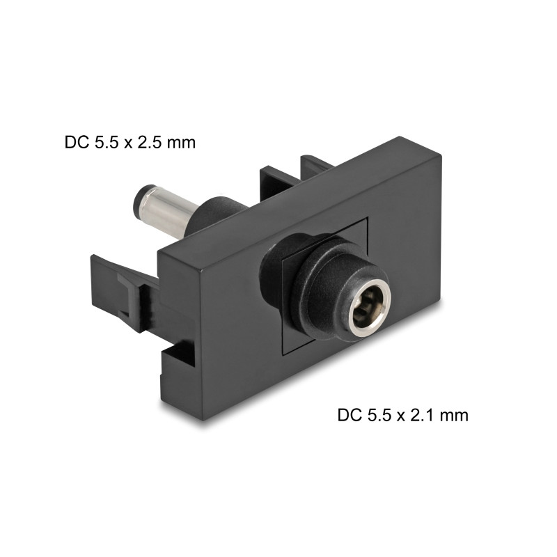 Delock Easy 45 Modul DC 5,5 x 2,1 mm Buchse zu DC 5,5 x 2,5 mm Stecker schwarz