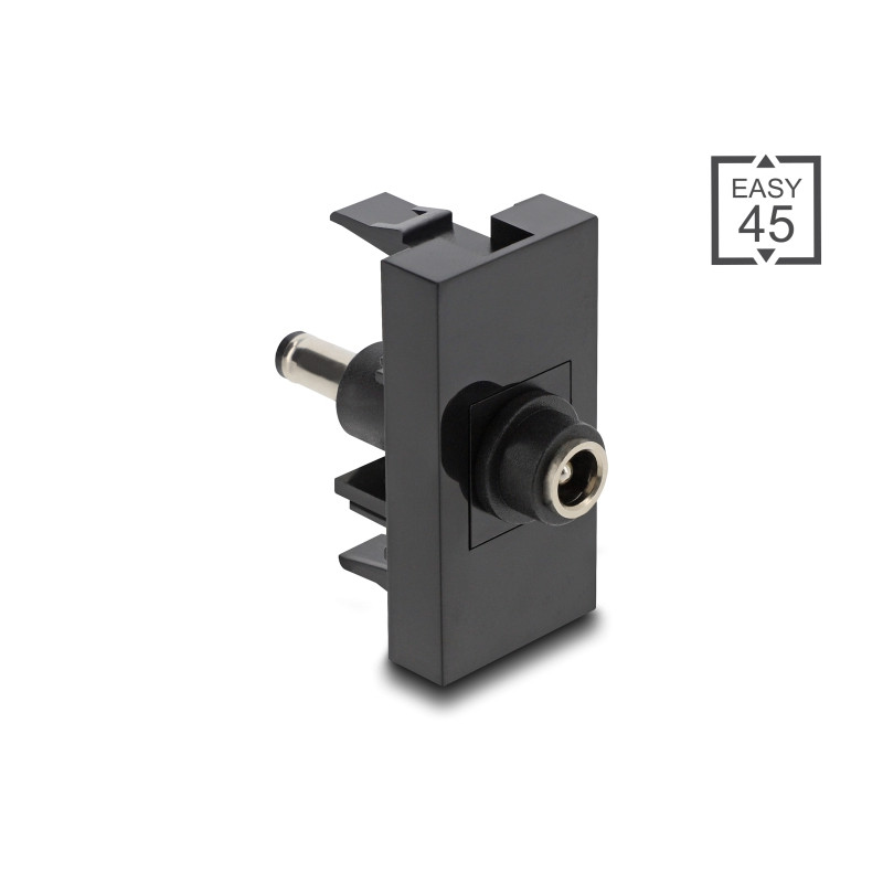 Delock Easy 45 Modul DC 5,5 x 2,5 mm Buchse zu DC 5,5 x 2,1 mm Stecker schwarz