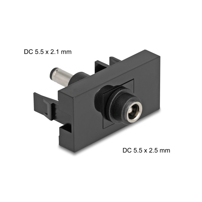 Delock Easy 45 Modul DC 5,5 x 2,5 mm Buchse zu DC 5,5 x 2,1 mm Stecker schwarz
