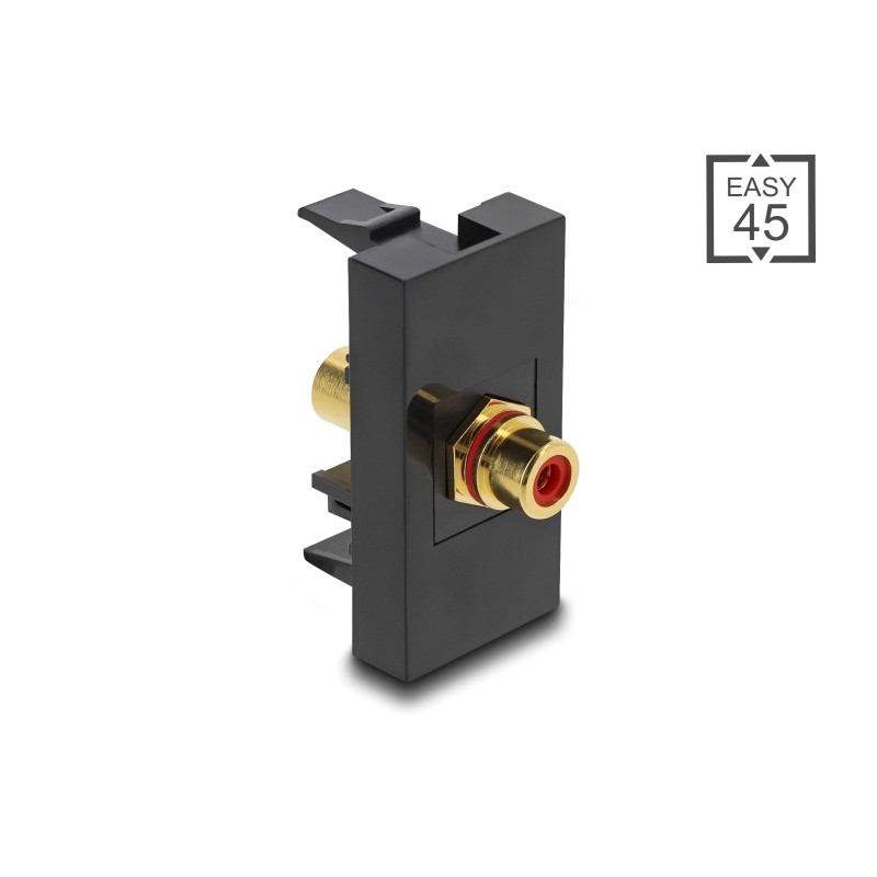 Delock Easy 45 Modul Cinch Buchse zu Cinch Buchse vergoldet rot / schwarz