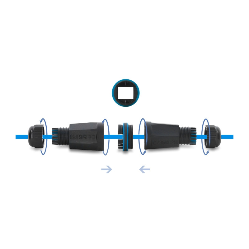 Delock Kabelverbinder für Keystone Module und Kupplungen mit M32 x 1,5 mm Gewinde IP68 staub- und wasserdicht