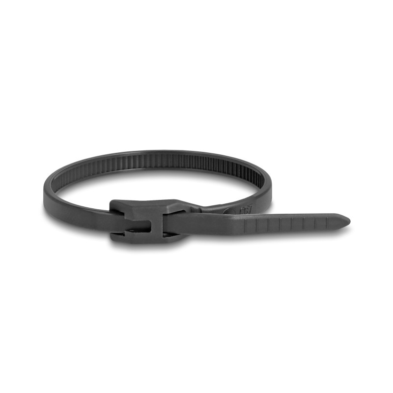 Delock Kabelbinder mit flachem Kopf L 370 x B 7,6 mm 100 Stück schwarz