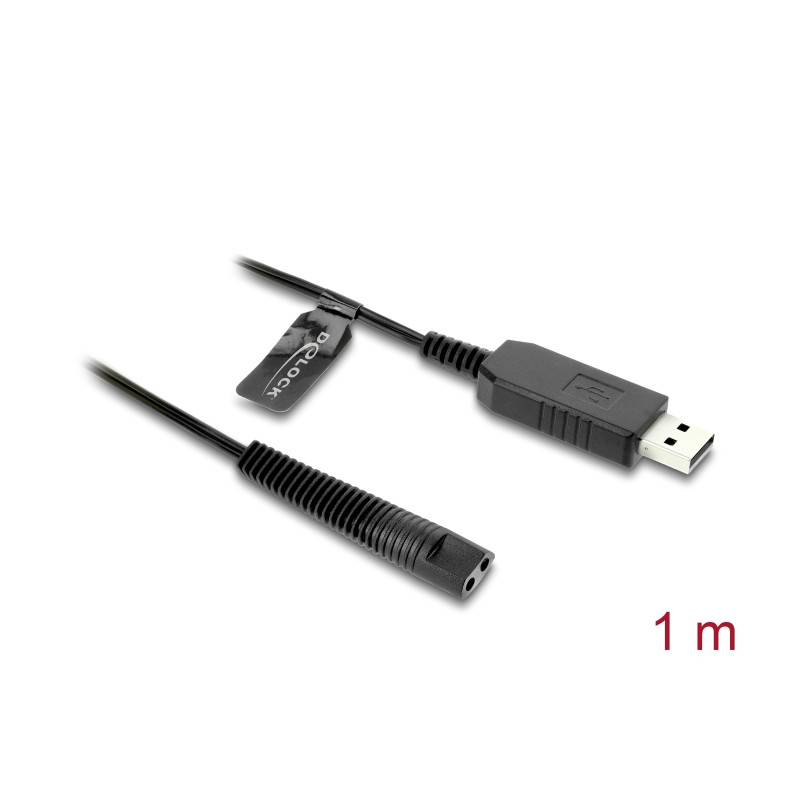 Delock USB Ladekabel 12 V für Elektrorasierer kompatibel mit Braun Series 1, 3, 5, 7, 9 - Rasierer Ladegerät Ersatzkabel 1 m