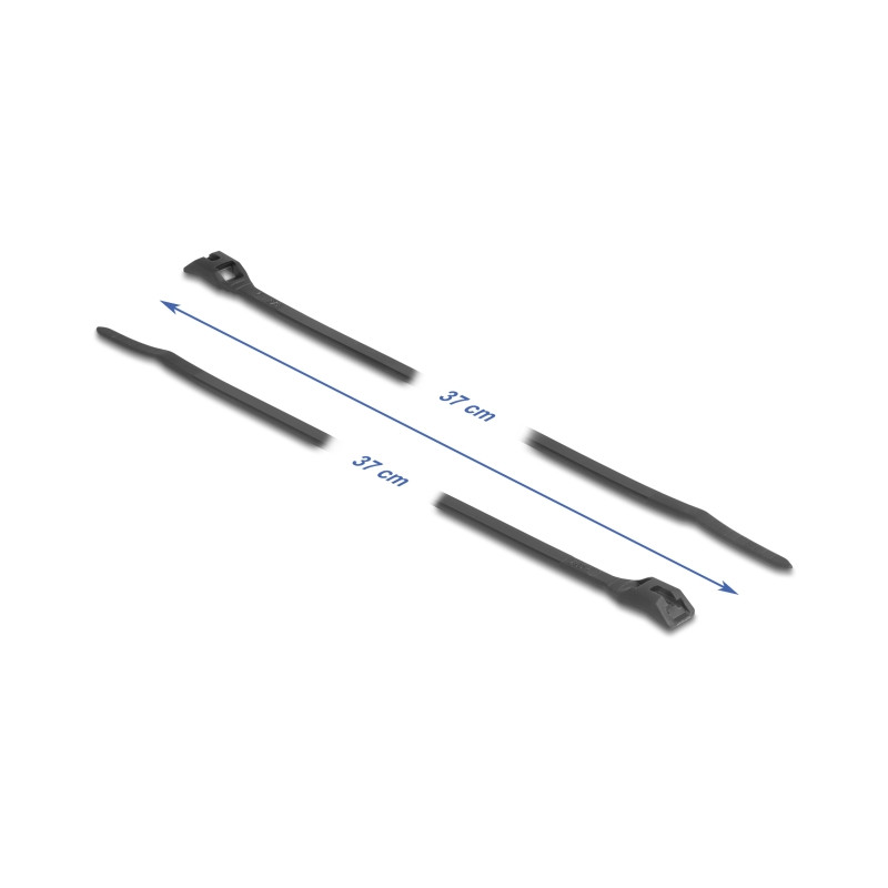 Delock Kabelbinder mit flachem Kopf L 370 x B 7,6 mm 100 Stück schwarz