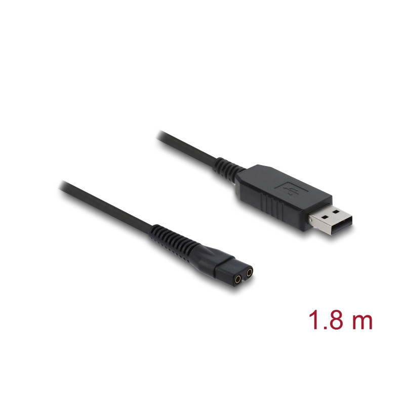 Delock USB Ladekabel 3,5 V für Elektrorasierer kompatibel mit Wahl Color Pro 9649 - Rasierer Ladegerät Ersatzkabel 1,8 m