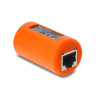 Delock Adapter Kupplung RJ45 Buchse zu Buchse Cat.6A geschirmt mit Überspannungsschutz rund orange