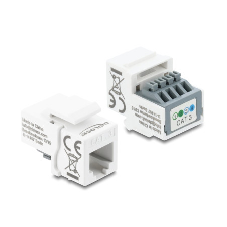Delock Keystone Modul RJ11 Buchse zu Terminalblock 4 Pin weiß