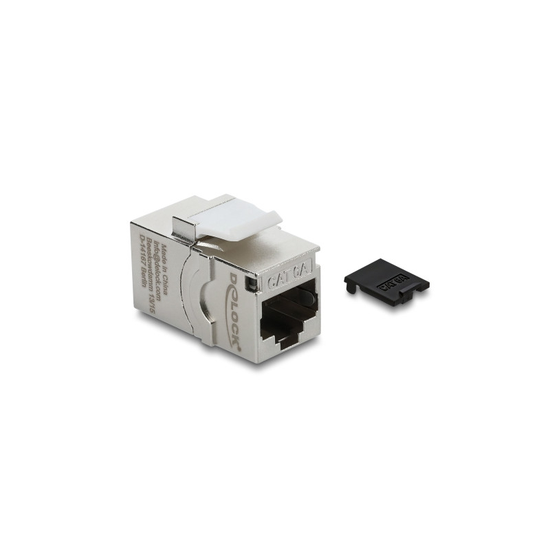 Delock Keystone Modul RJ45 Buchse zu RJ45 Buchse Cat.6A mit Staubschutzkappe