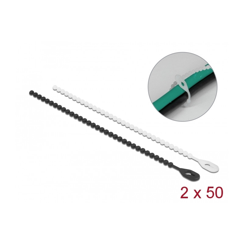 Delock Blitzbinder wiederverwendbar L 180 x B 3,6 mm 100 Stück