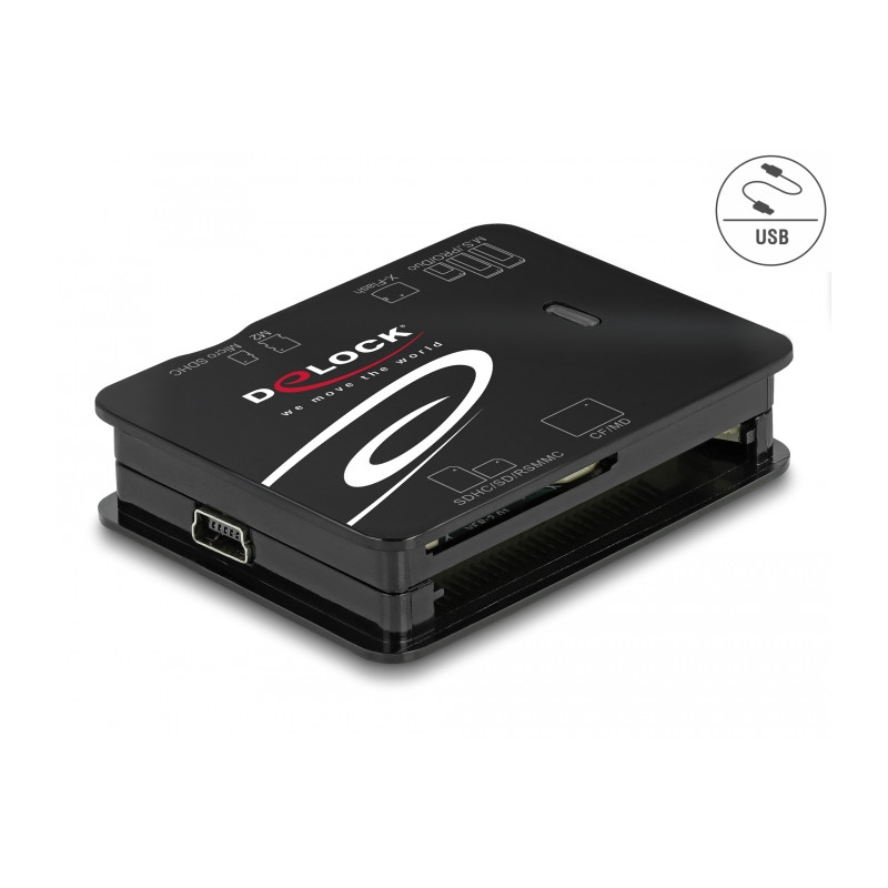 Delock USB 2.0 Card Reader für CF / SD / Micro SD / MS / xD / M2 Speicherkarten
