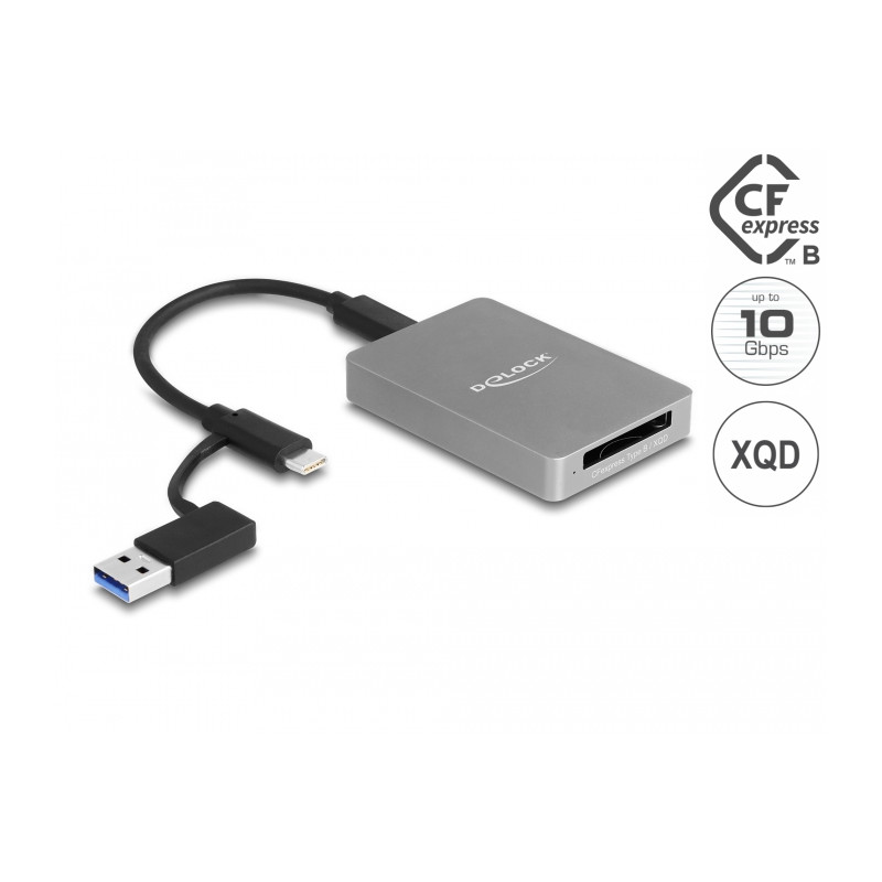 Delock USB Type-C™ Card Reader im Aluminium Gehäuse für CFexpress oder XQD Speicherkarten