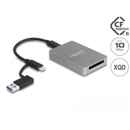 Delock USB Type-C™ Card Reader im Aluminium Gehäuse für CFexpress oder XQD Speicherkarten