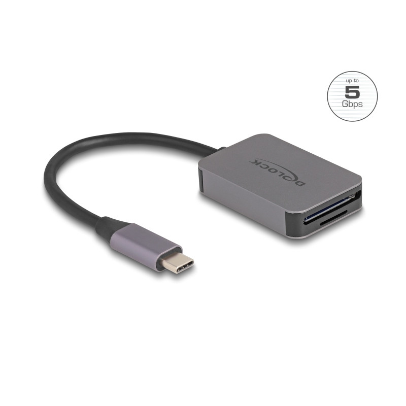 Delock USB Type-C™ Card Reader im Aluminium Gehäuse für SD oder Micro SD Speicherkarten
