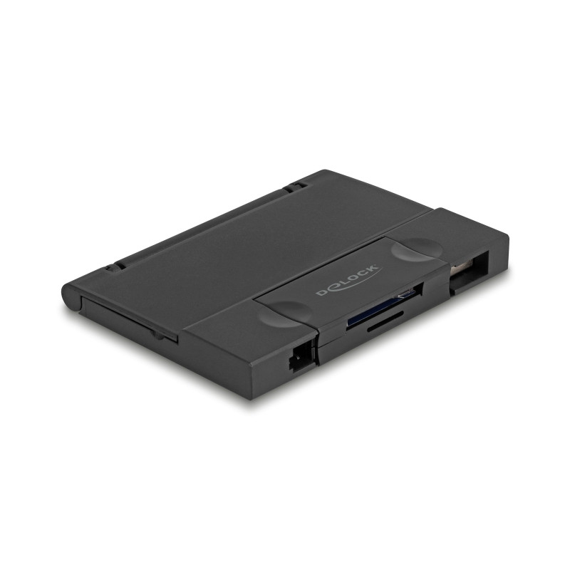 Delock Card Reader USB 5 Gbps USB Type-C™ / Typ-A für SD und Micro SD Speicherkarten mit praktischem Speicherkarten Etui - schwa