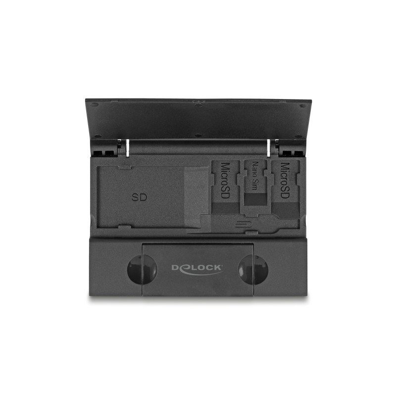 Delock Card Reader USB 5 Gbps USB Type-C™ / Typ-A für SD und Micro SD Speicherkarten mit praktischem Speicherkarten Etui - schwa