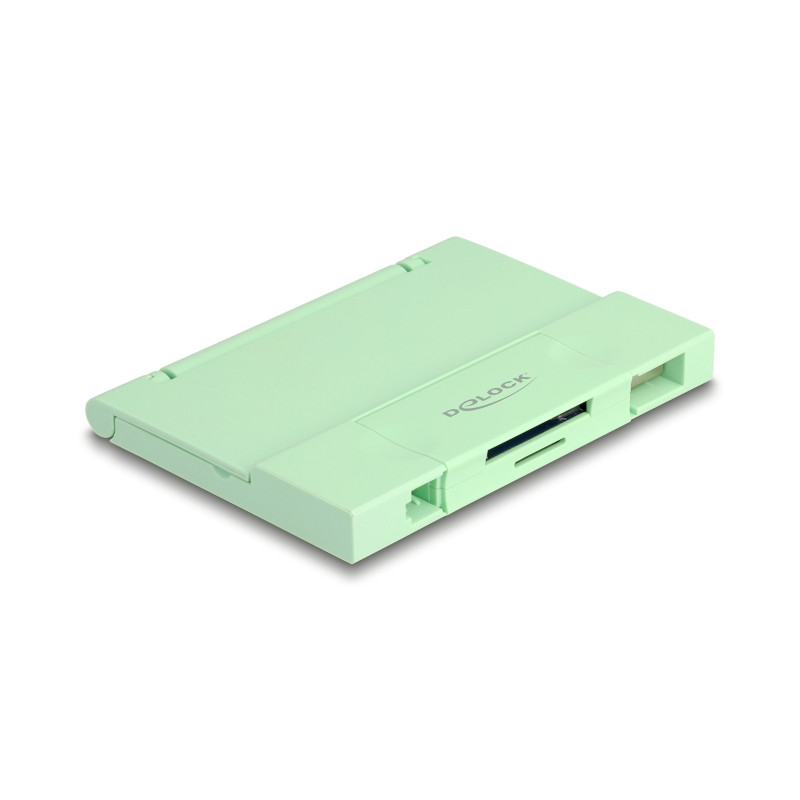 Delock Card Reader USB 5 Gbps USB Type-C™ / Typ-A für SD und Micro SD Speicherkarten mit praktischem Speicherkarten Etui - mint