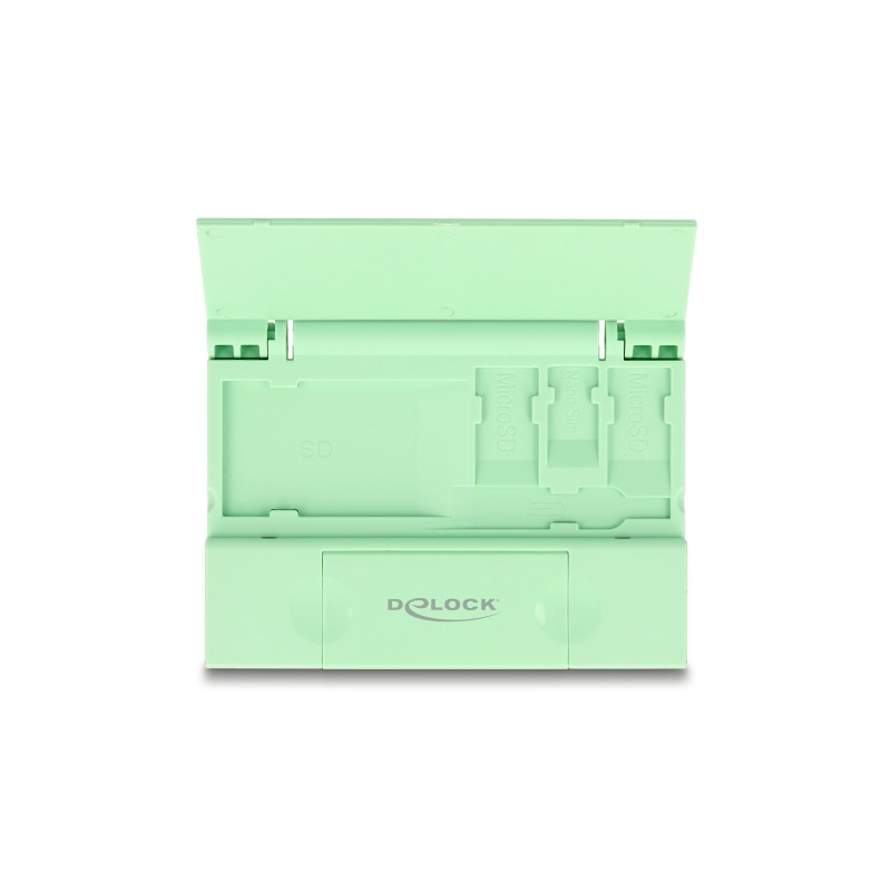 Delock Card Reader USB 5 Gbps USB Type-C™ / Typ-A für SD und Micro SD Speicherkarten mit praktischem Speicherkarten Etui - mint