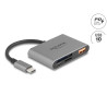 Delock USB-C™ Card Reader für SD und Micro SD Speicherkarten + USB 10 Gbps Typ-A Port und USB Type-C™ PD 2.0 85 W