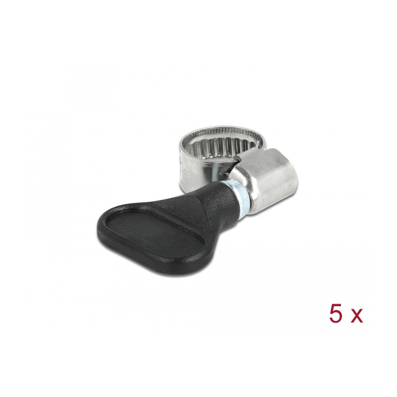 Delock Schlauchschelle Edelstahl 400 SS mit Flügelmutter 8 - 12 mm 5 Stück schwarz