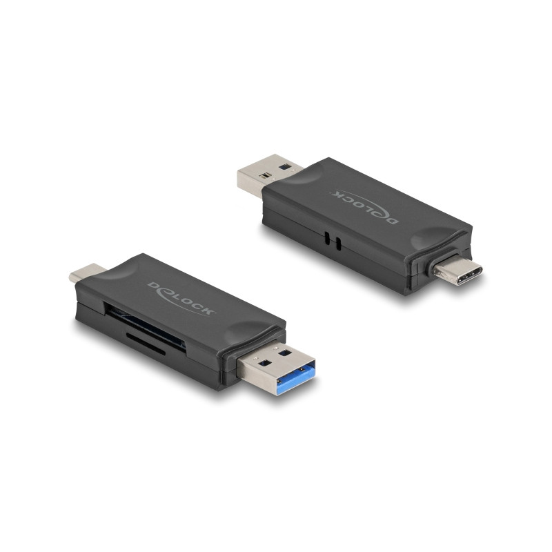 Delock Card Reader USB 5 Gbps USB Type-C™ / Typ-A für SD und Micro SD Speicherkarten schwarz