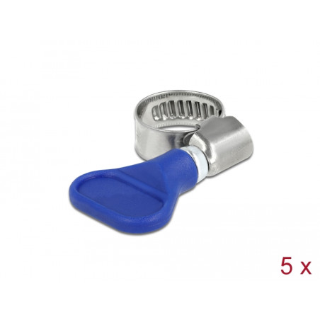 Delock Schlauchschelle Edelstahl 400 SS mit Flügelmutter 10 - 16 mm 5 Stück blau