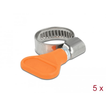 Delock Schlauchschelle Edelstahl 400 SS mit Flügelmutter 12 - 20 mm 5 Stück orange
