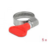 Delock Schlauchschelle Edelstahl 400 SS mit Flügelmutter 16 - 25 mm 5 Stück rot