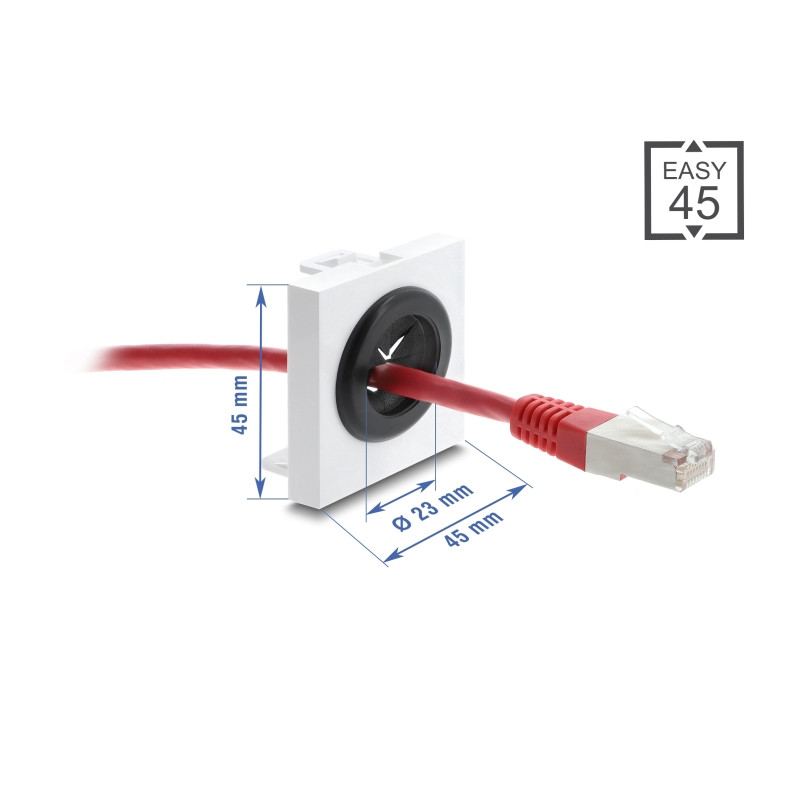 Delock Easy 45 Kabeldurchführung rund Ø 23 mm weiß / schwarz