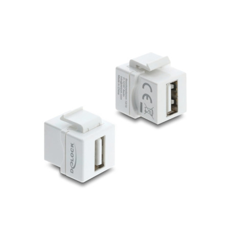 Delock Mini Keystone Modul Kupplung USB 2.0 Typ-A Buchse zu USB 2.0 Typ-A Buchse weiß