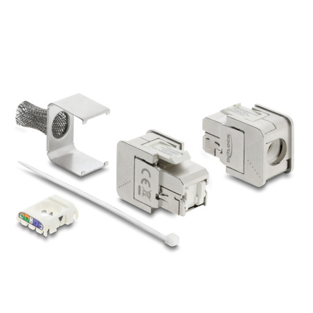 Delock Keystone Modul RJ45 Buchse zu LSA Cat.6A geschirmt mit Abschirmgeflecht werkzeugfrei