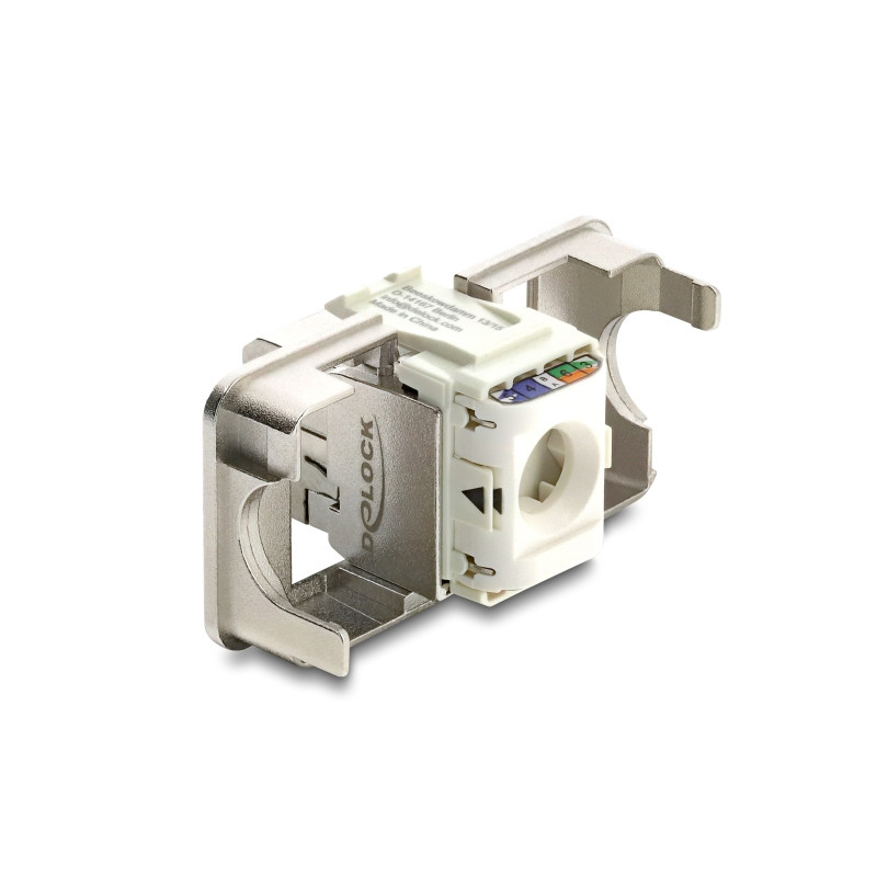 Delock Keystone Modul RJ45 Buchse zu LSA Cat.6A geschirmt mit Abschirmgeflecht werkzeugfrei