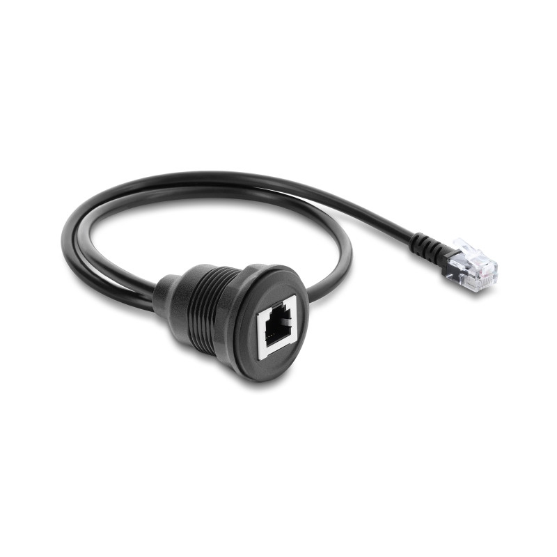 Delock Kabel RJ12 Stecker zu RJ12 Buchse zum Einbau 50 cm schwarz