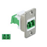 Delock Panel Mount LC Duplex Buchse zu LC Duplex Buchse mit Laserschutzklappe innen silber / grün / weiß