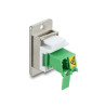 Delock Panel Mount LC Duplex Buchse zu LC Duplex Buchse mit Laserschutzklappe innen silber / grün / weiß