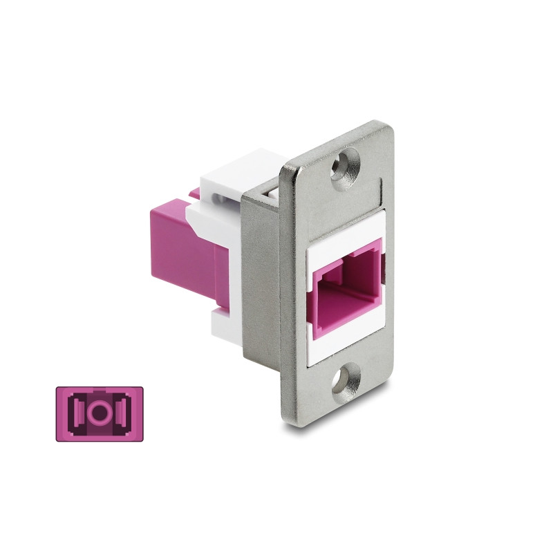Delock Panel Mount SC Simplex Buchse zu SC Simplex Buchse silber / violett / weiß