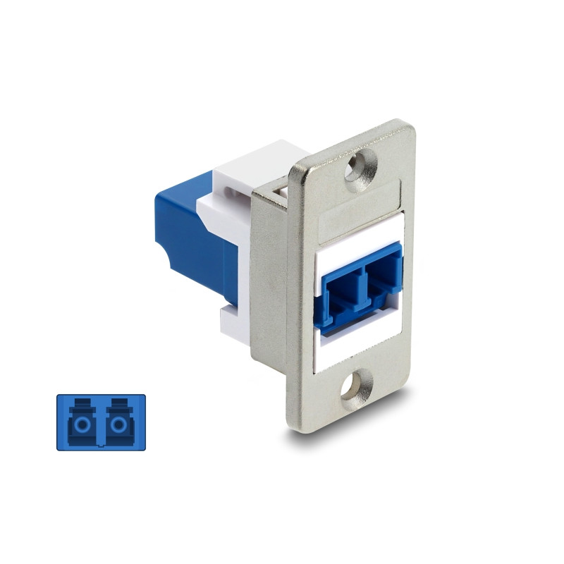 Delock Panel Mount LC Duplex Buchse zu LC Duplex Buchse silber / blau / weiß