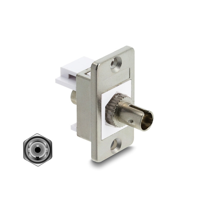 Delock Panel Mount ST Simplex Buchse zu ST Simplex Buchse silber / weiß