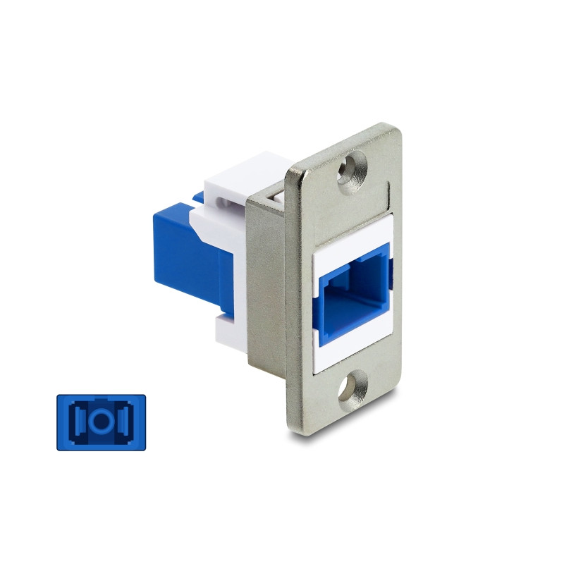 Delock Panel Mount SC Simplex Buchse zu SC Simplex Buchse silber / blau / weiß