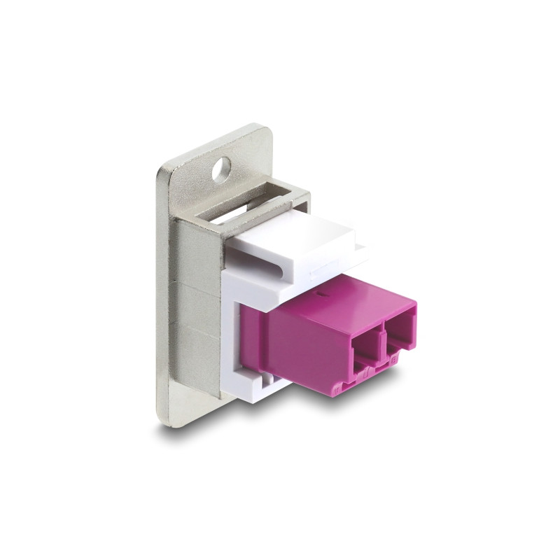 Delock Panel Mount LC Duplex Buchse zu LC Duplex Buchse silber / violett / weiß