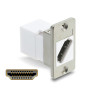 Delock Panel Mount HDMI Buchse zu HDMI Buchse diagonal 8K 60 Hz silber / weiß