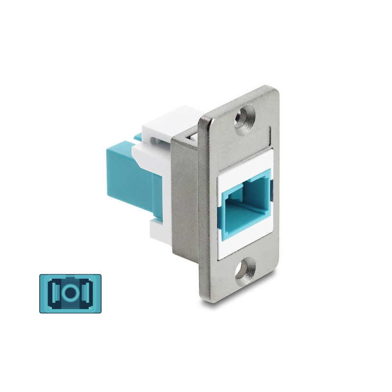 Delock Panel Mount SC Simplex Buchse zu SC Simplex Buchse silber / aqua / weiß